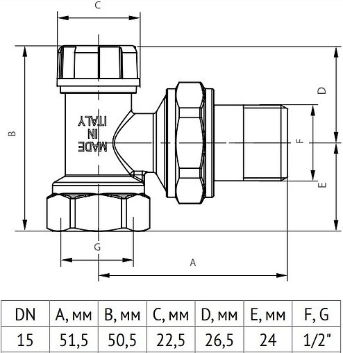 Вентиль запорный угловой ½" в/н Uni-Fitt 175N2000 Вентиль запорный угловой ½" в/н Uni-Fitt 175N2000