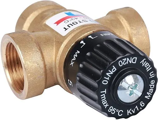 Трехходовой термостатический смесительный клапан ¾" +20...+43°С Kvs 1.6 Stout SVM-0110-164320