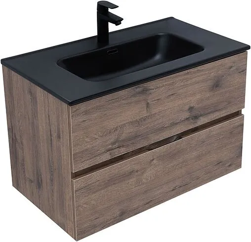 Тумба под умывальник подвесная Aquanet Алвита New 80 дуб веллингтон/табак 00334186