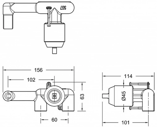 Скрытая часть смесителя для раковины Bravat Built-in D968C-ENG