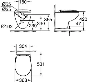 Унитаз подвесной безободковый Grohe Bau Ceramic белый 39351000 Унитаз подвесной безободковый Grohe Bau Ceramic белый 39351000, 2