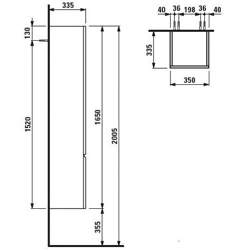 Шкаф-пенал подвесной Laufen Pro A 35 R белый 4.8312.2.095.463.1