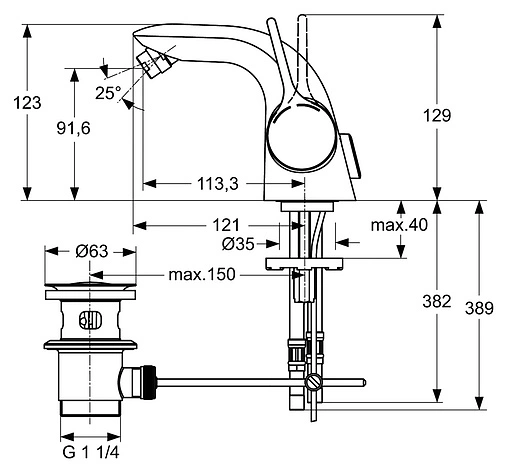 Смеситель для биде Ideal Standard Melange хром A4268AA Смеситель для биде Ideal Standard Melange хром A4268AA