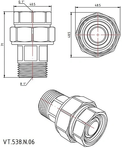 Клапан отсечной 1&quot;в x 1&quot;н Valtec VT.538.N.06