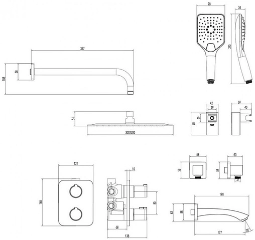 Душевая система с термостатом для ванны Lemark Yeti хром LM7842C
