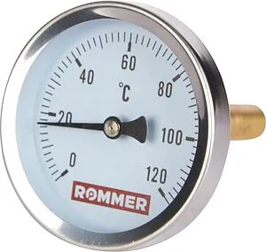 Термометр биметаллический Rommer 63мм 120°С гильза 75мм ½&quot; RIM-0001-637515, 4