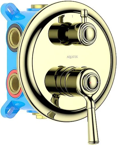 Смеситель для ванны скрытого монтажа Aquatek Классик полированное золото AQ1547PG