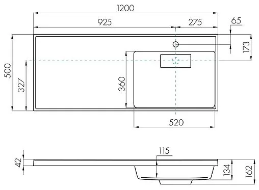 Раковина Aquaton Лондри 105 R графит 1A72223KLH21R