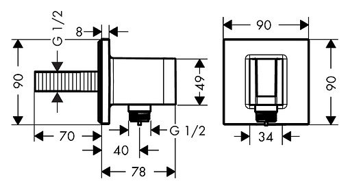 Шланговое подключение с держателем Hansgrohe FixFit Porter Square хром 26486000
