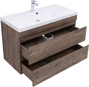 Тумба-умывальник подвесная Aquanet Нота New 100 дуб веллингтон/табак 00334194+00284116 Тумба-умывальник подвесная Aquanet Нота New 100 дуб веллингтон/табак 00334194+00284116, 4