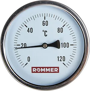 Термометр биметаллический Rommer 100мм 120°С гильза 50мм ½&quot; RIM-0001-105015, 1