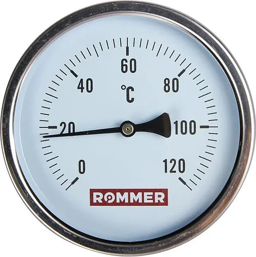 Термометр биметаллический Rommer 100мм 120°С гильза 50мм ½&quot; RIM-0001-105015