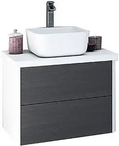 Тумба-умывальник подвесная Aquaton Брук 60 (2 ящика) дуб феррара/белый, 1