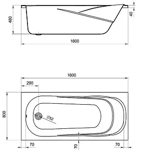 Ванна акриловая Santek Касабланка XL 180x80 1WH302482 Ванна акриловая Santek Касабланка XL 180x80 1WH302482, 2