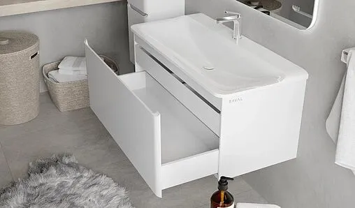 Тумба-умывальник подвесная Raval Welto 100 белый Wel.01.100/P/W/RL+Solo.08.100/W/RL