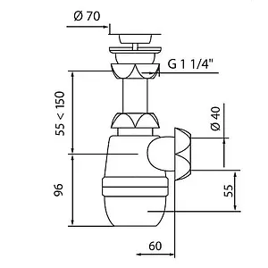 Сифон бутылочный для раковины Wirquin Минор белый 30718048 Сифон бутылочный для раковины Wirquin Минор белый 30718048, 2