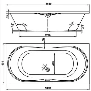Ванна акриловая Vagnerplast Briana 185x90 VPBA185BRI2X-04 Ванна акриловая Vagnerplast Briana 185x90 VPBA185BRI2X-04, 2