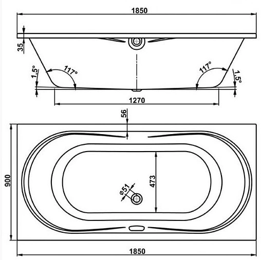 Ванна акриловая Vagnerplast Briana 185x90 VPBA185BRI2X-04