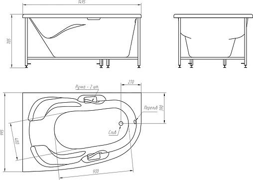 Ванна акриловая BellRado Дени 150x100 R BR7011008-00(R) Ванна акриловая BellRado Дени 150x100 R BR7011008-00(R)
