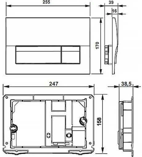 Комплект 5 в 1 Laufen Pro Rimless Z.RU93.0.761.5 с кнопкой 9.0040.1.004.000.1 хром глянцевый