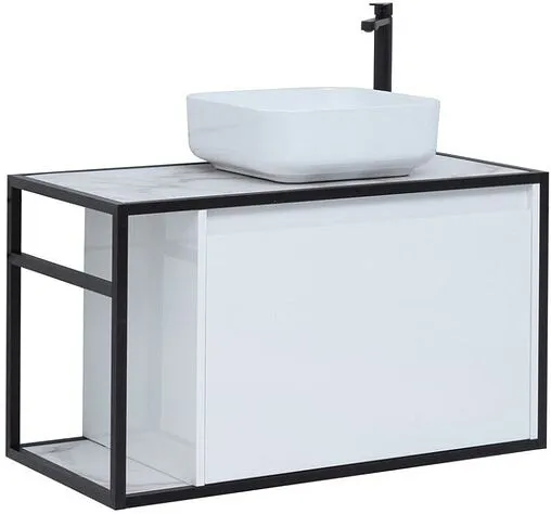 Тумба-умывальник подвесная Aquanet Nova Lite LOFT 90 R белый глянец 00261651+