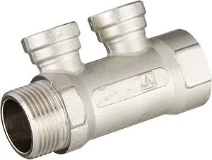 Коллектор распределительный проходной 2 отвода 1"в/н x ½"в Valtec VTc.550.N.0602 Коллектор распределительный проходной 2 отвода 1"в/н x ½"в Valtec VTc.550.N.0602, 3