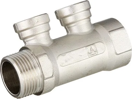 Коллектор распределительный проходной 2 отвода 1&quot;в/н x ½&quot;в Valtec VTc.550.N.0602