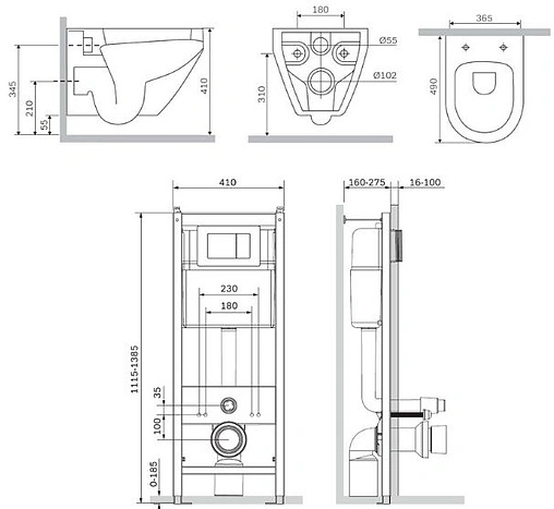 Комплект 6 в 1 Am.Pm Spirit IS3701738 с кнопкой хром глянцевый