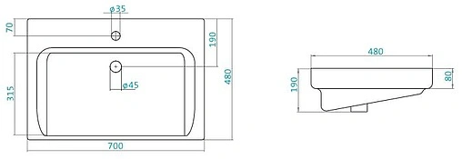 Раковина Santek Тигода 70 белый 1WH302083