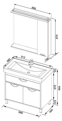 Шкаф-зеркало Aquanet Гретта 90 R белый 00179207