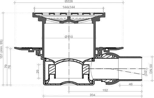 Трап горизонтальный Set Pestan Confluo Standart Drops 1 150x150мм 13000009