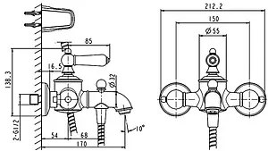 Смеситель для ванны Bravat Art бронза F675109U-B1-RUS, 2