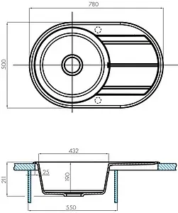 Мойка кухонная Aquaton Амира 78 шампань 1A712932AI290 Мойка кухонная Aquaton Амира 78 шампань 1A712932AI290, 2