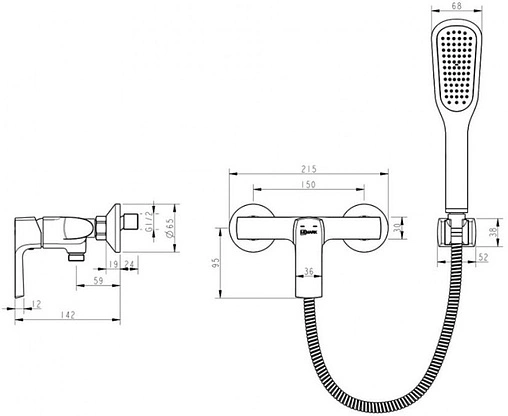 Смеситель для душа Lemark Ursus чёрный матовый LM7203BL