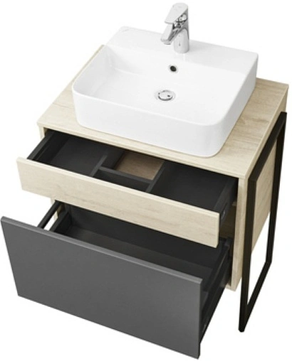 Тумба-умывальник подвесная Aquaton Лофт Урбан 65 графит/орегон 1A2540K0LQX60