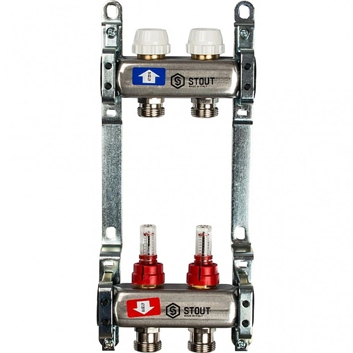 Группа коллекторная с расходомерами 2 отвода 1&quot;в/в x ¾&quot;ек Stout SMS 0917 000002