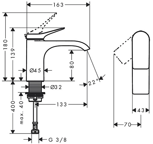 Кран для раковины Hansgrohe Vivenis 80 хром 75013000