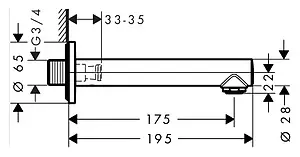 Излив для скрытого монтажа Hansgrohe Talis S хром 72410000 Излив для скрытого монтажа Hansgrohe Talis S хром 72410000, 2