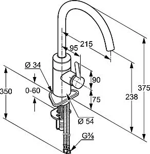 Смеситель для кухни Kludi E-go хром 422100575 Смеситель для кухни Kludi E-go хром 422100575, 3
