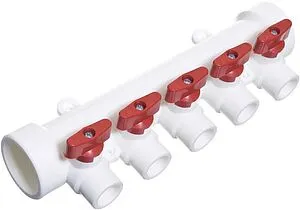 Коллектор запорный проходной 5 отводов красный 40мм x 20мм Kalde 3272-mnr-400520, 1