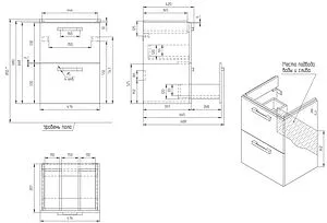 Тумба-умывальник Cersanit Melar 50 белый 64127+, 2