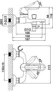 Смеситель для ванны D&K Rhein Ambrosius хром DA1343201, 2