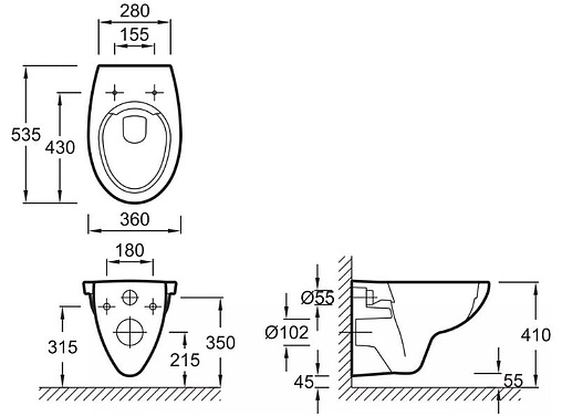 Комплект 5 в 1 Jacob Delafon Patio E21740RU-00 с кнопкой E4316-CP хром глянцевый