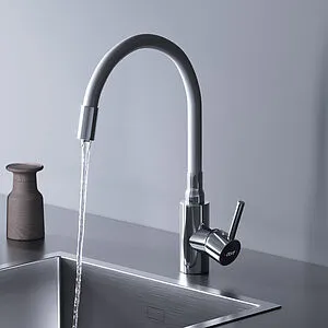 Смеситель для кухни с гибким изливом Dorff Logic белый D3007633, 4