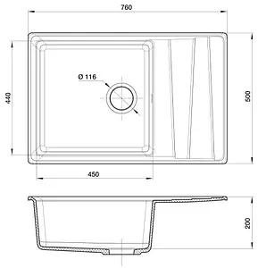 Мойка кухонная GranFest Level LV-760L бежевый Мойка кухонная GranFest Level LV-760L бежевый, 2