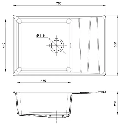 Мойка кухонная GranFest Level LV-760L бежевый