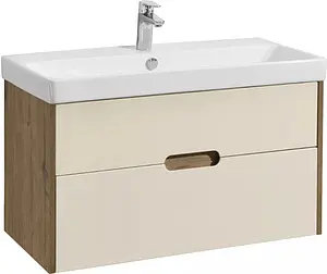 Тумба под умывальник подвесная Aquaton Оливия 90 бежевый/дуб веллингтон 1A254401OLVG0, 1
