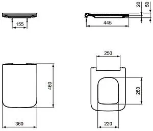Крышка-сиденье для унитаза с микролифтом Ideal Standard Blend Cube белый T521101 Крышка-сиденье для унитаза с микролифтом Ideal Standard Blend Cube белый T521101, 2