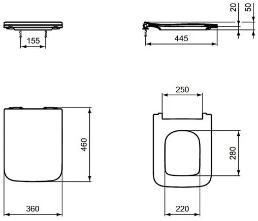 Крышка-сиденье для унитаза с микролифтом Ideal Standard Blend Cube белый T521101 Крышка-сиденье для унитаза с микролифтом Ideal Standard Blend Cube белый T521101
