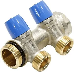 Коллектор регулирующий проходной 2 отвода синий 1"в/н x ¾"ек General Fittings 6300E7N1005B2A Коллектор регулирующий проходной 2 отвода синий 1"в/н x ¾"ек General Fittings 6300E7N1005B2A, 1